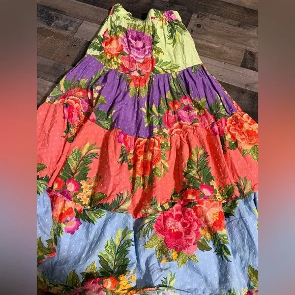 Anthropologie Farm Rio Tiered Floral‎ Maxi Skirt- Small